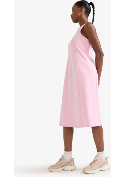 Yuvarlak Yaka Modal Kolsuz Midi Elbise F6186AX25SM