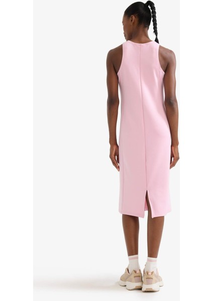 Yuvarlak Yaka Modal Kolsuz Midi Elbise F6186AX25SM