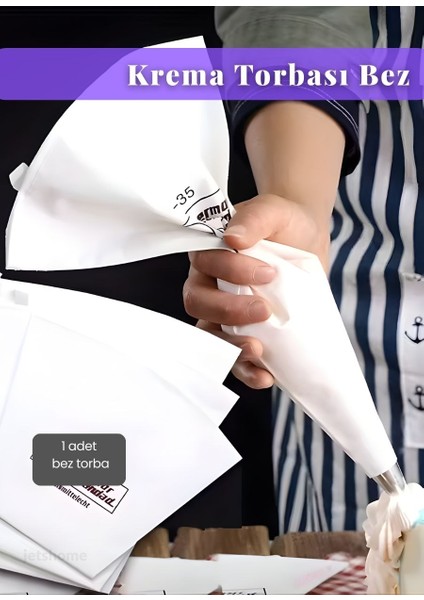 Krema Torbası Bez Yıkanabilir Torba BPA Free Pasta Duy Torbası Dekorasyon Süsleme Aparatı 20x35 cm