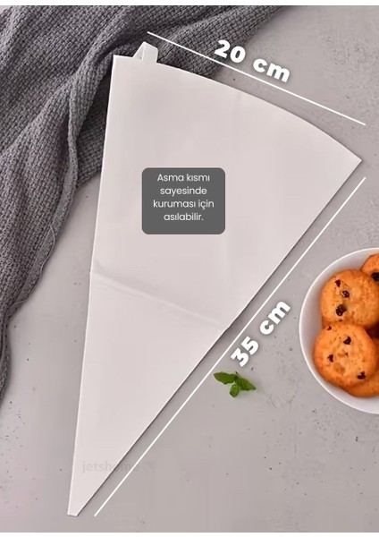 Krema Torbası Bez Yıkanabilir Torba BPA Free Pasta Duy Torbası Dekorasyon Süsleme Aparatı 20x35 cm