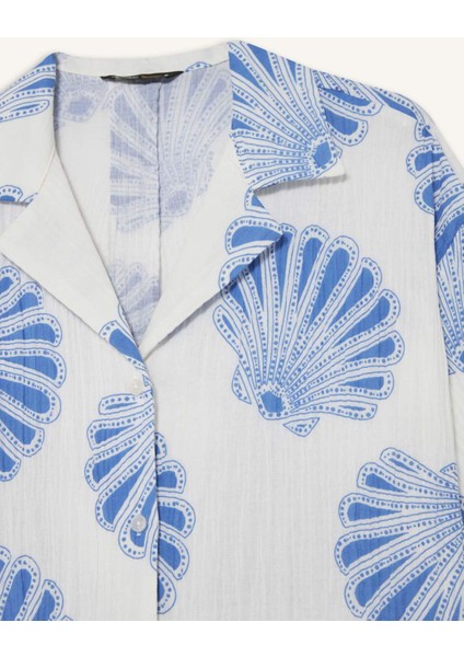 Regular Fit Desenli Ceket Yaka Müslin Kısa Kollu Gömlek F6998AX25SM