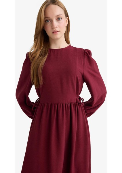 Regular Fit Bisiklet Yaka Aerobin Uzun Kollu Maxi Elbise E5261AX25AU