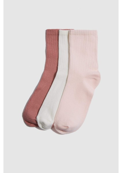 Kız Çocuk 3'lü Pamuklu Uzun Çorap