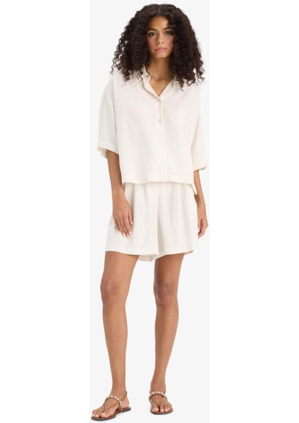 Regular Fit Yüksek Bel Kuşaklı Düz Paça Şort F7251AX25SM