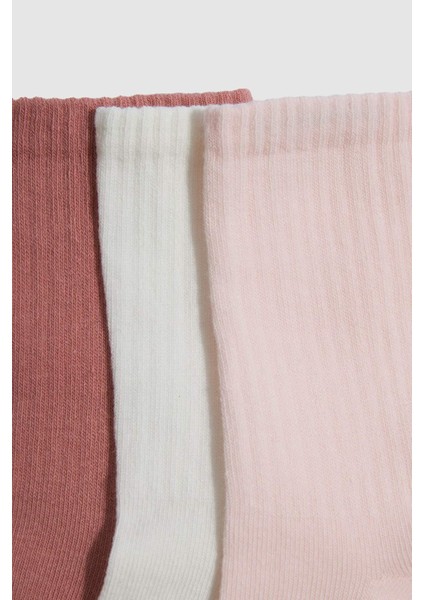 Kız Çocuk 3'lü Pamuklu Uzun Çorap F7212A8NS