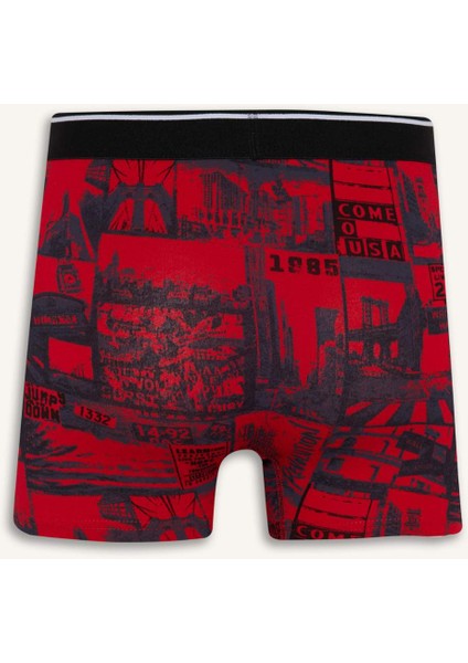 Regular Fit Retro Desenli 3'lü Boxer