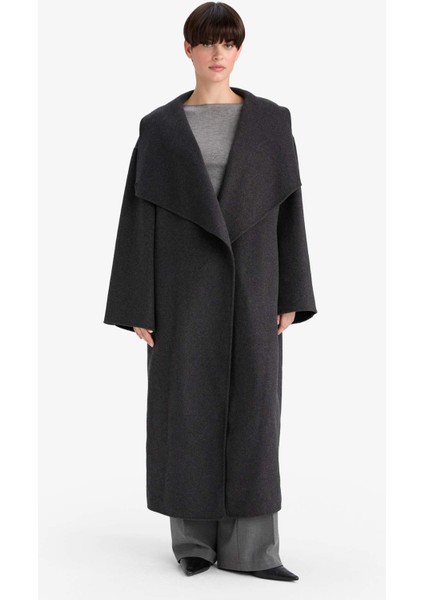 Regular Fit Düğmeli Uzun Kaşe Kaban F6322AX25WN