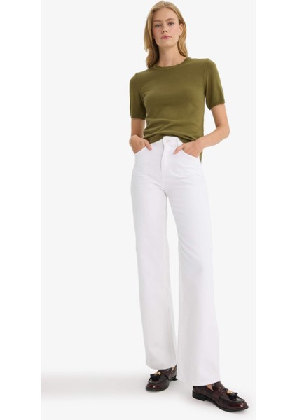 Regular Fit Bisiklet Yaka Kısa Kollu Triko Kazak E6810AX25AU