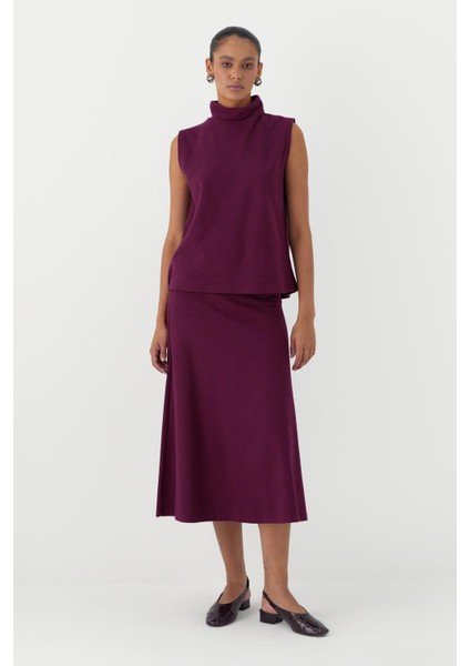 Triko Görünümlü Örme Bluz Bordo modelleri