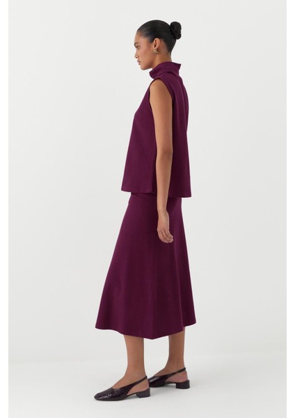 Triko Görünümlü Örme Bluz Bordo fırsatları