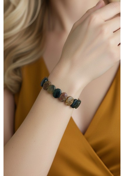 Faset Kesimli Ocean Jasper Bileklik Elastik Yapılı 529-1