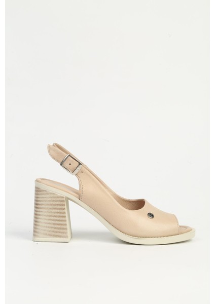 Bej Kadın Deri Topuklu Ayakkabı PC-54602
