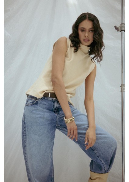 Triko Görünümlü Örme Bluz Krem fiyatları