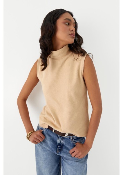 Triko Görünümlü Örme Bluz Krem fırsatları