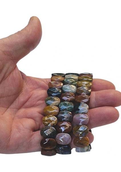 Faset Kesimli Ocean Jasper Bileklik Elastik Yapılı 529-1 indirimleri