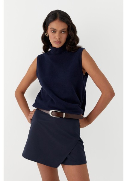 Triko Görünümlü Örme Bluz Lacivert fiyatları