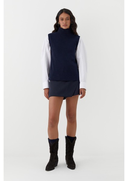 Triko Görünümlü Örme Bluz Lacivert modelleri