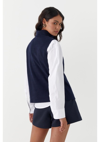 Triko Görünümlü Örme Bluz Lacivert indirimleri