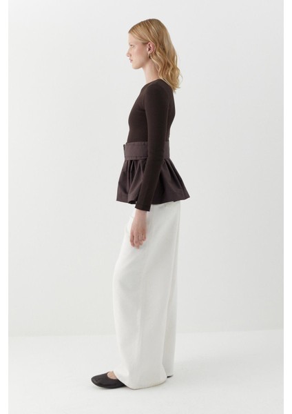 Uzun Kollu Kaşkorse Bluz Kahverengi fiyatları