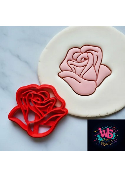 Kırmızı Gül Kurabiye Kalıbı ve Şeker Hamuru Şekillendirici
