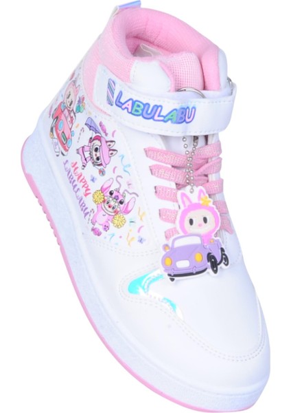 4444 Beyaz Cırtlı Boğazlı Kız Çocuk Spor Ayakkabı