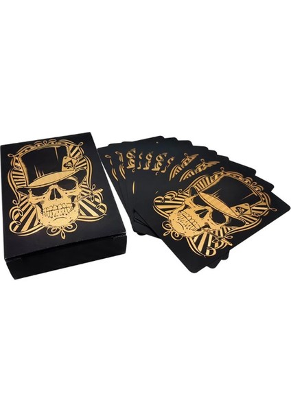 Siyah-Altın Kurukafa Iskambil Kağıdı Plastik Su Geçirmez Oyun Kağıdı fiyatları