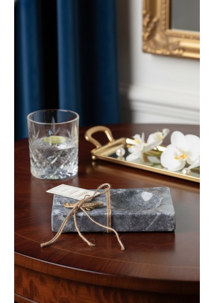 El Yapımı Dekoratıf Mermer Taşlı Bronz Desenli Obje