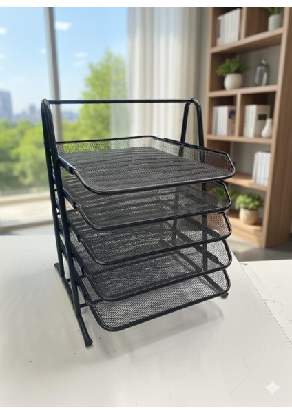 Metal 5 Katlı Masaüstü Evrak Rafı – Dayanıklı Ofis düzenleyici