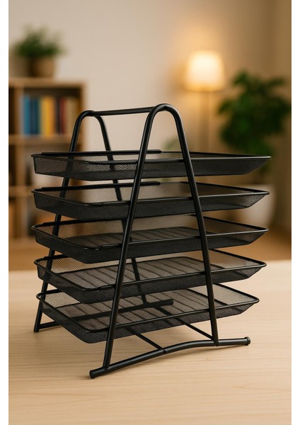 Metal 5 Katlı Masaüstü Evrak Rafı – Dayanıklı Ofis düzenleyici fiyatları