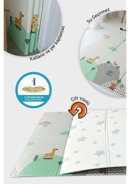 Oyun Matı, 200X130X1 cm Çift Taraflı Katlanır Oyun Halısı fiyatları