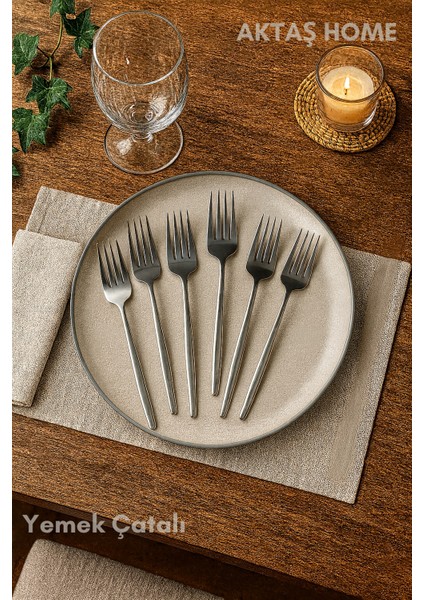 Round Yeni Nesil 6'lı Yemek Çatalı Paslanmaz Çelik