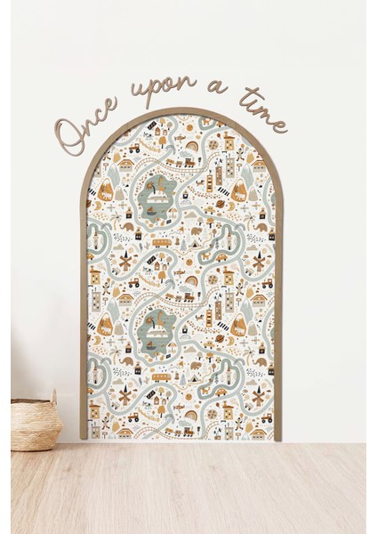 Harita Doğa Temalı, Çocuk-Bebek Odası Dekoru, Duvar Stickeri, Once Upon A Time Yapışkan Yazı, Yapışkanlı Kan Çerçeve, Kitap Köşesi, Kitaplık Arkası Dekoru fiyatları