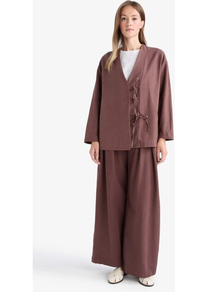 Wide Leg Keten Karışımlı Pantolon F7633AX25AU