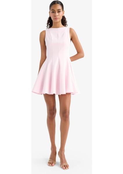 Kayık Yaka Kolsuz Mini Elbise F2692AX25AU