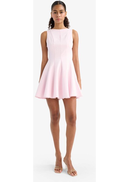 Kayık Yaka Kolsuz Mini Elbise F2692AX25AU