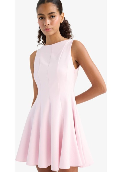 Kayık Yaka Kolsuz Mini Elbise F2692AX25AU