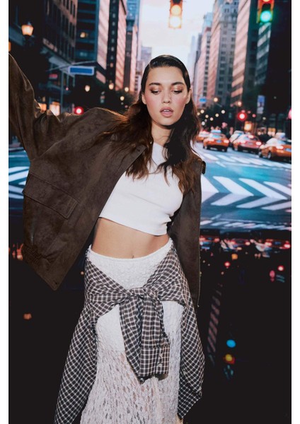 Yüksek Bel Dantel Maxi Etek F8063AX25SM