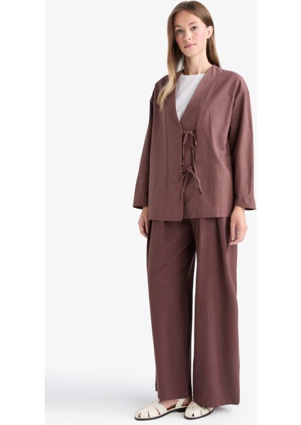 Wide Leg Keten Karışımlı Pantolon F7633AX25AU