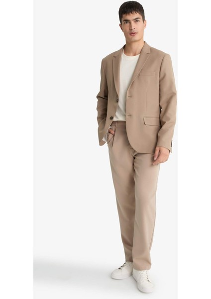 Slim Fit Dar Kesim Twill Düğmeli Blazer Ceket F7232AX25AU