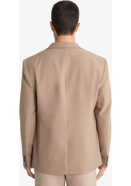 Slim Fit Dar Kesim Twill Düğmeli Blazer Ceket F7232AX25AU