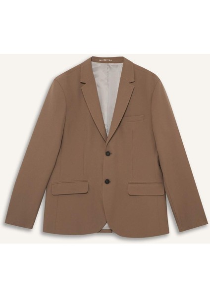 Slim Fit Dar Kesim Twill Düğmeli Blazer Ceket F7232AX25AU