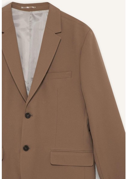 Slim Fit Dar Kesim Twill Düğmeli Blazer Ceket F7232AX25AU