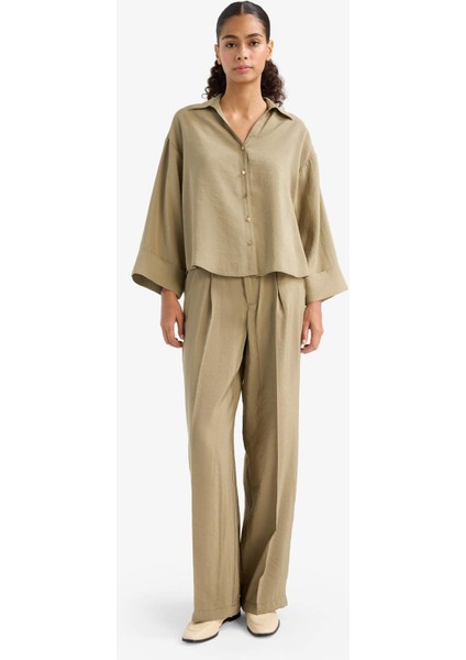 Wide Leg Yüksek Bel Geniş Paça Modal Pantolon F7637AX25AU