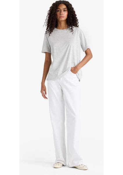 Regular Fit Bisiklet Yaka Basic Düz Penye Kısa Kollu Tişört W9584AZ25AU