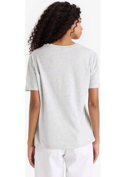 Regular Fit Bisiklet Yaka Basic Düz Penye Kısa Kollu Tişört W9584AZ25AU