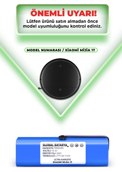 Xiaomi Mijia 1t Uyumlu Akıllı Robot Süpürge Batarya 14.4V 7000MAH Li-Ion Pil (Ultra Kapasite) indirimleri