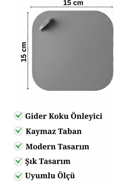 2 Adet Gider Koku Önleyici Giderici Kare Silikon Banyo Mutfak Balkon Lavabo Gider Tıpası Kapağı Gri fiyatları