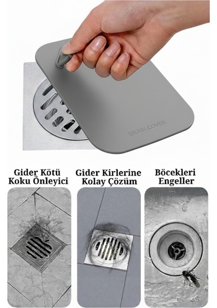 2 Adet Gider Koku Önleyici Giderici Kare Silikon Banyo Mutfak Balkon Lavabo Gider Tıpası Kapağı Gri indirimleri