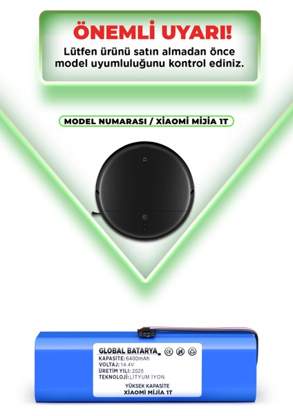 Xiaomi Mijia 1t Uyumlu Akıllı Robot Süpürge Batarya 14.4V 6400MAH Li-Ion Pil (Yüksek Kapasite) indirimleri