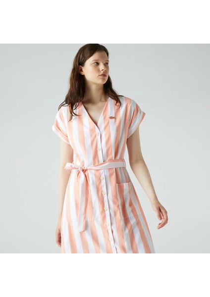 Kadın Pembe Çizgili Elbise